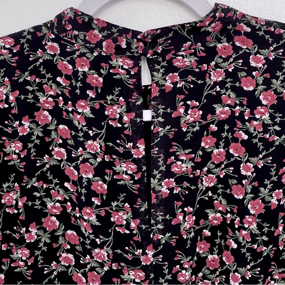 Lulus Boho Blouse Bell Sleeve with Crochet Lace Details Peplum Style High Neck - Picture 4 of 14